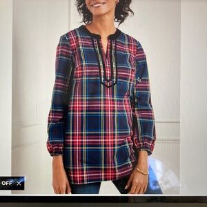 NWT Talbots cotton velvet-trimmed tunic